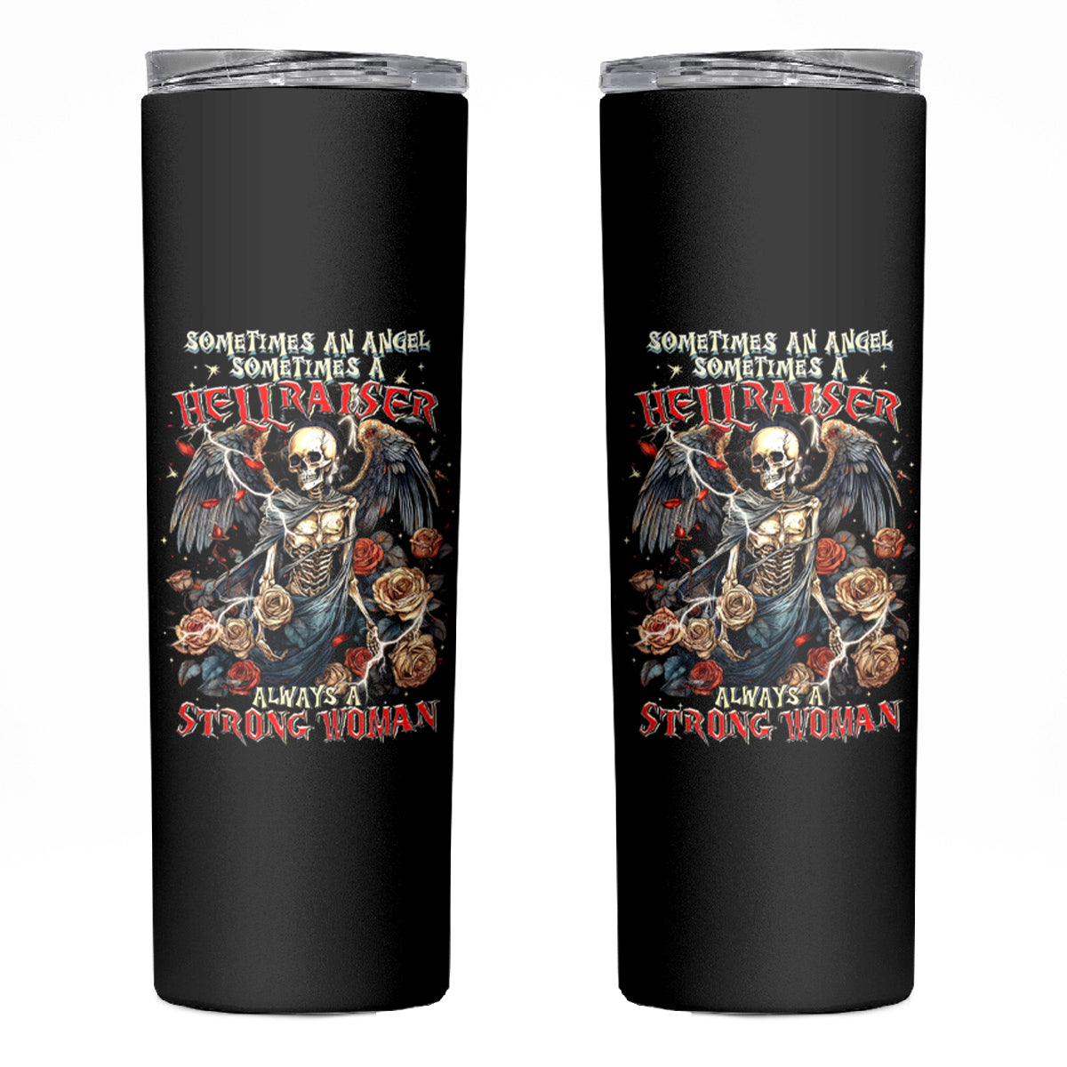 Angel Skull Skinny Tumbler Sometimes An Angel Sometimes A Hellraiser - Wonder Print Shop