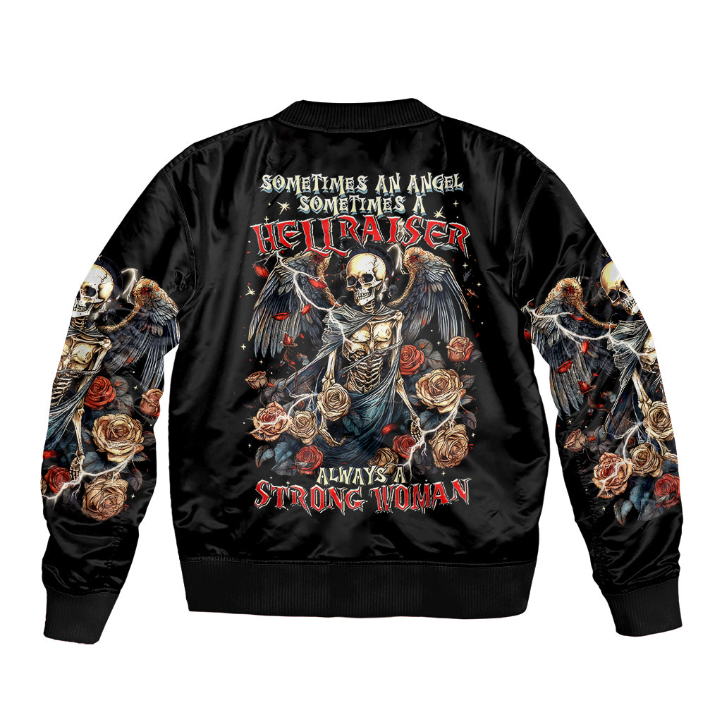 Angel Skull Sleeve Zip Bomber Jacket Sometimes An Angel Sometimes A Hellraiser - Wonder Print Shop
