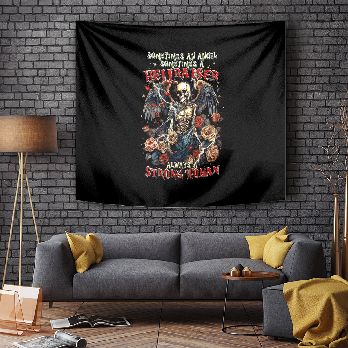 Angel Skull Tapestry Sometimes An Angel Sometimes A Hellraiser - Wonder Print Shop