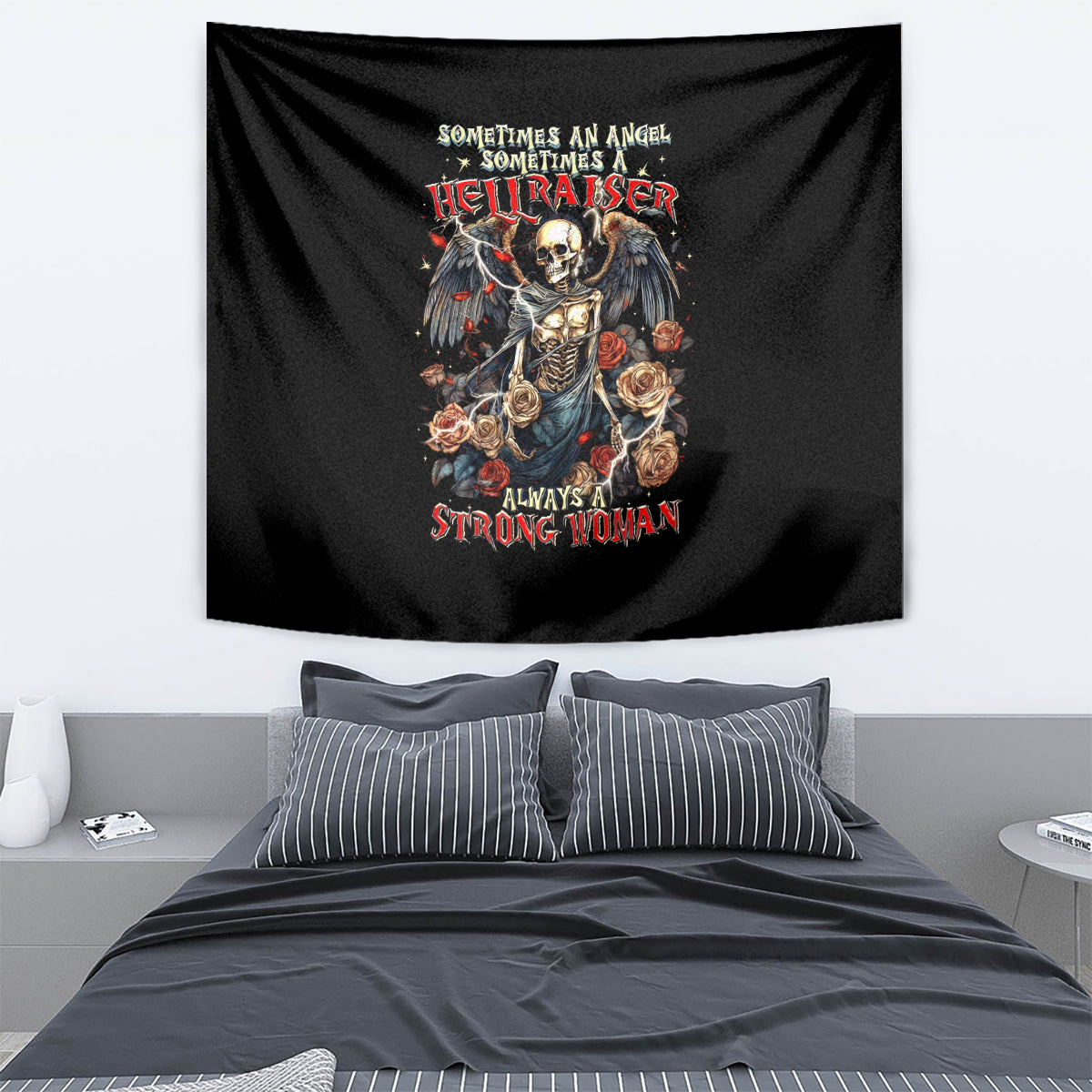 Angel Skull Tapestry Sometimes An Angel Sometimes A Hellraiser - Wonder Print Shop