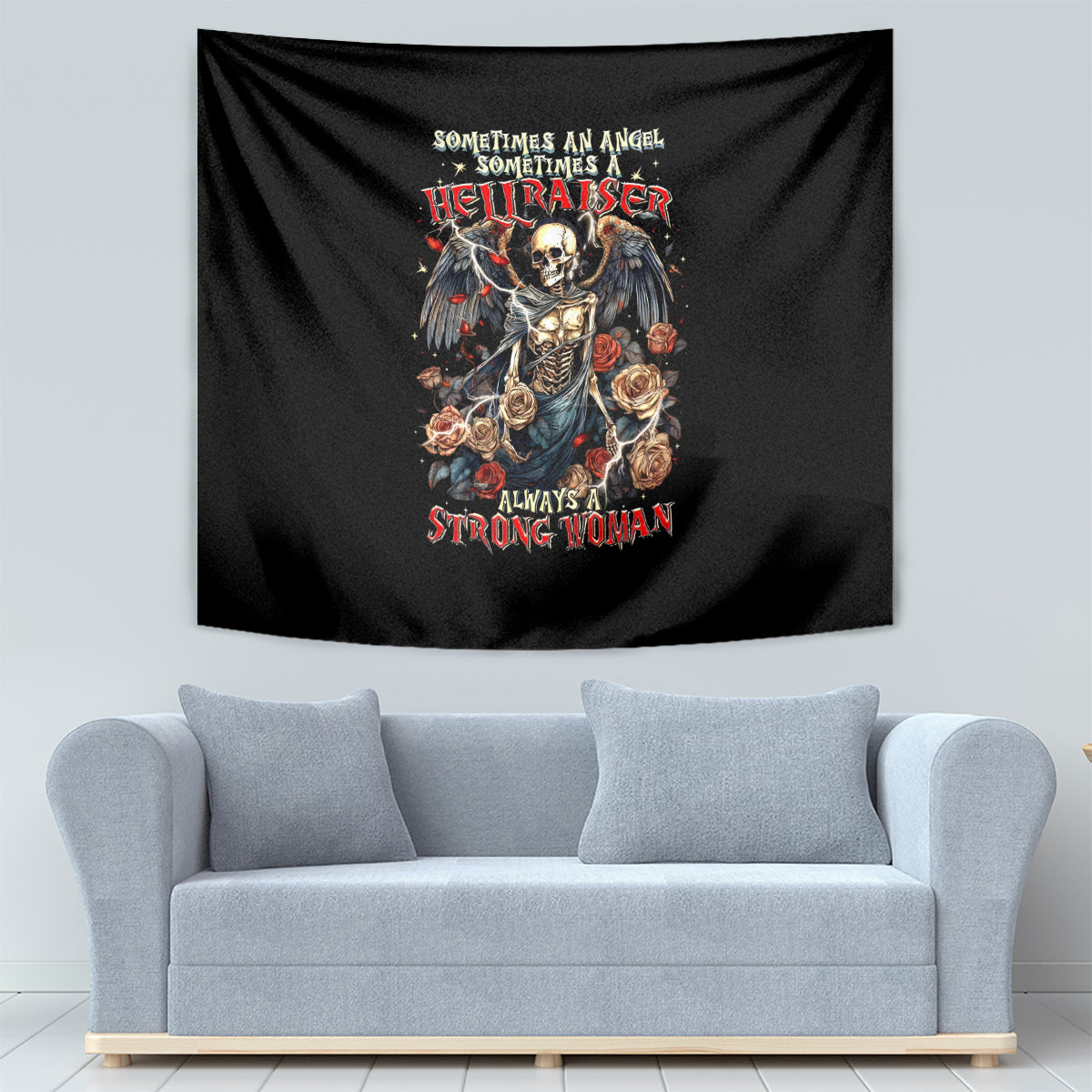 Angel Skull Tapestry Sometimes An Angel Sometimes A Hellraiser - Wonder Print Shop