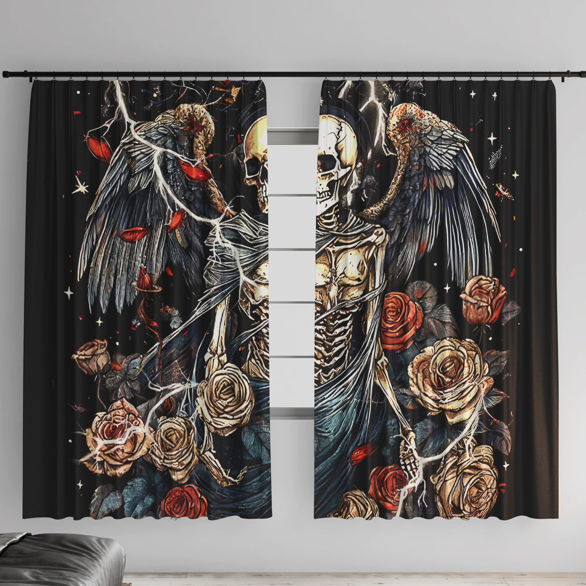 Angel Skull Window Curtain Sometimes An Angel Sometimes A Hellraiser - Wonder Print Shop