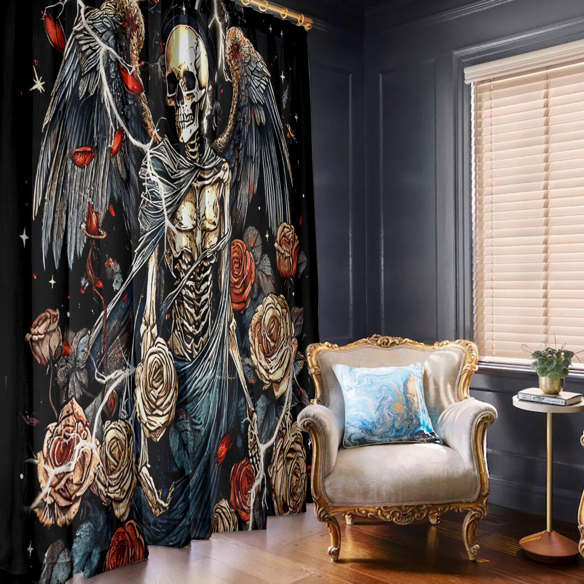 Angel Skull Window Curtain Sometimes An Angel Sometimes A Hellraiser - Wonder Print Shop