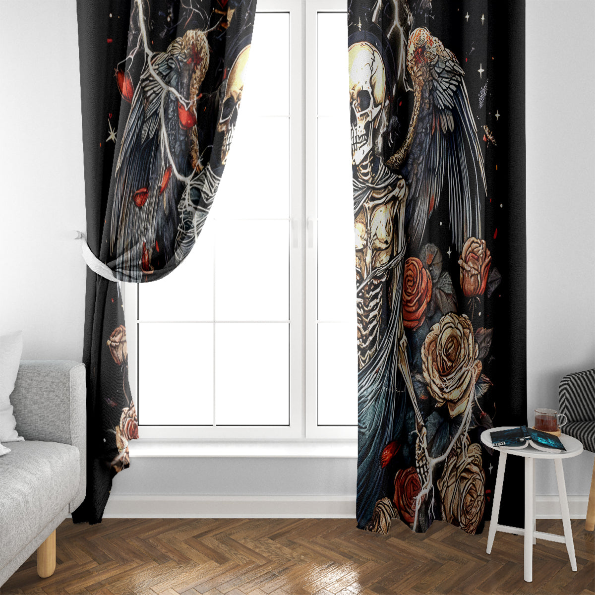 Angel Skull Window Curtain Sometimes An Angel Sometimes A Hellraiser - Wonder Print Shop