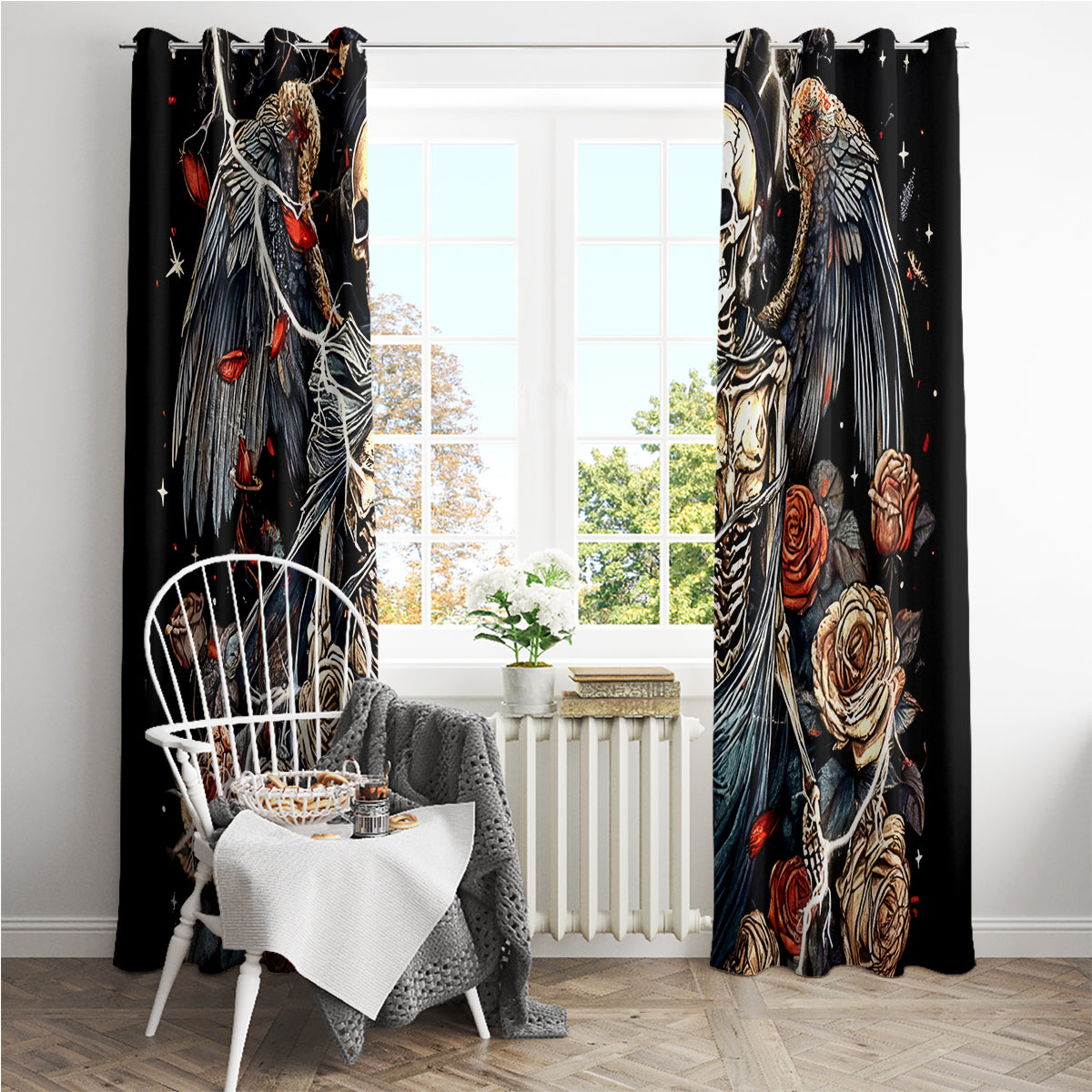 Angel Skull Window Curtain Sometimes An Angel Sometimes A Hellraiser - Wonder Print Shop