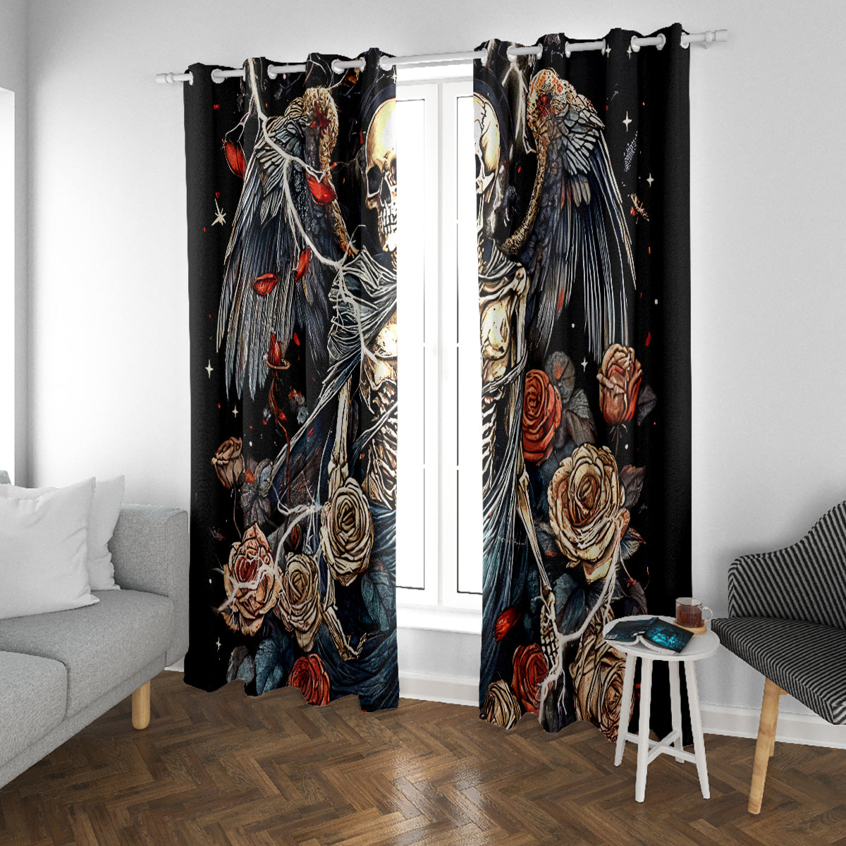 Angel Skull Window Curtain Sometimes An Angel Sometimes A Hellraiser - Wonder Print Shop
