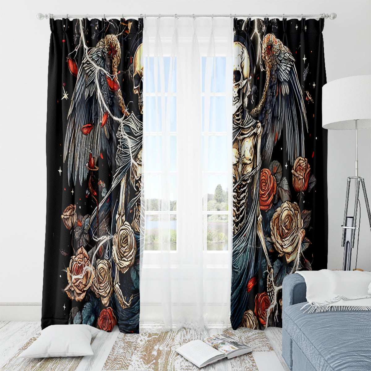 Angel Skull Window Curtain Sometimes An Angel Sometimes A Hellraiser - Wonder Print Shop
