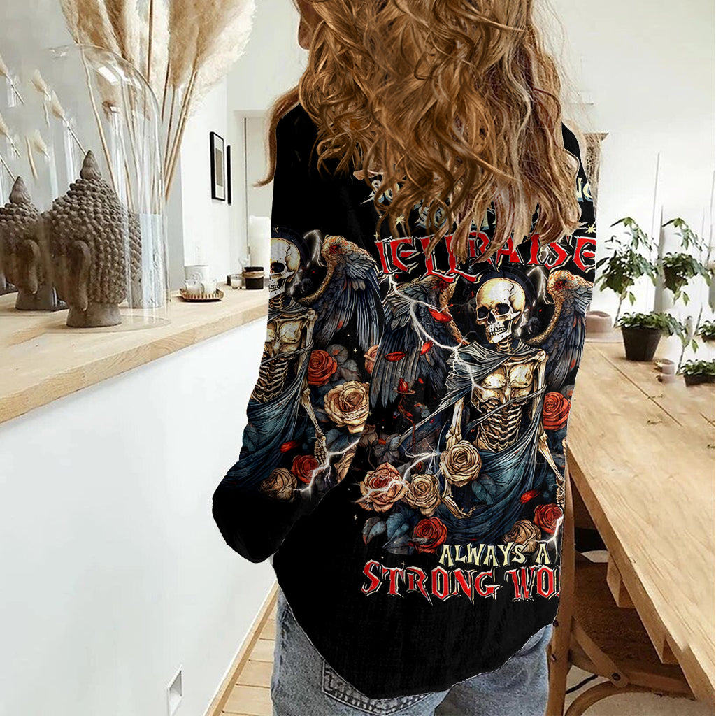 Angel Skull Women Casual Shirt Sometimes An Angel Sometimes A Hellraiser - Wonder Print Shop