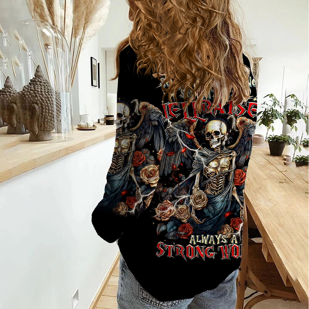 Angel Skull Women Casual Shirt Sometimes An Angel Sometimes A Hellraiser - Wonder Print Shop