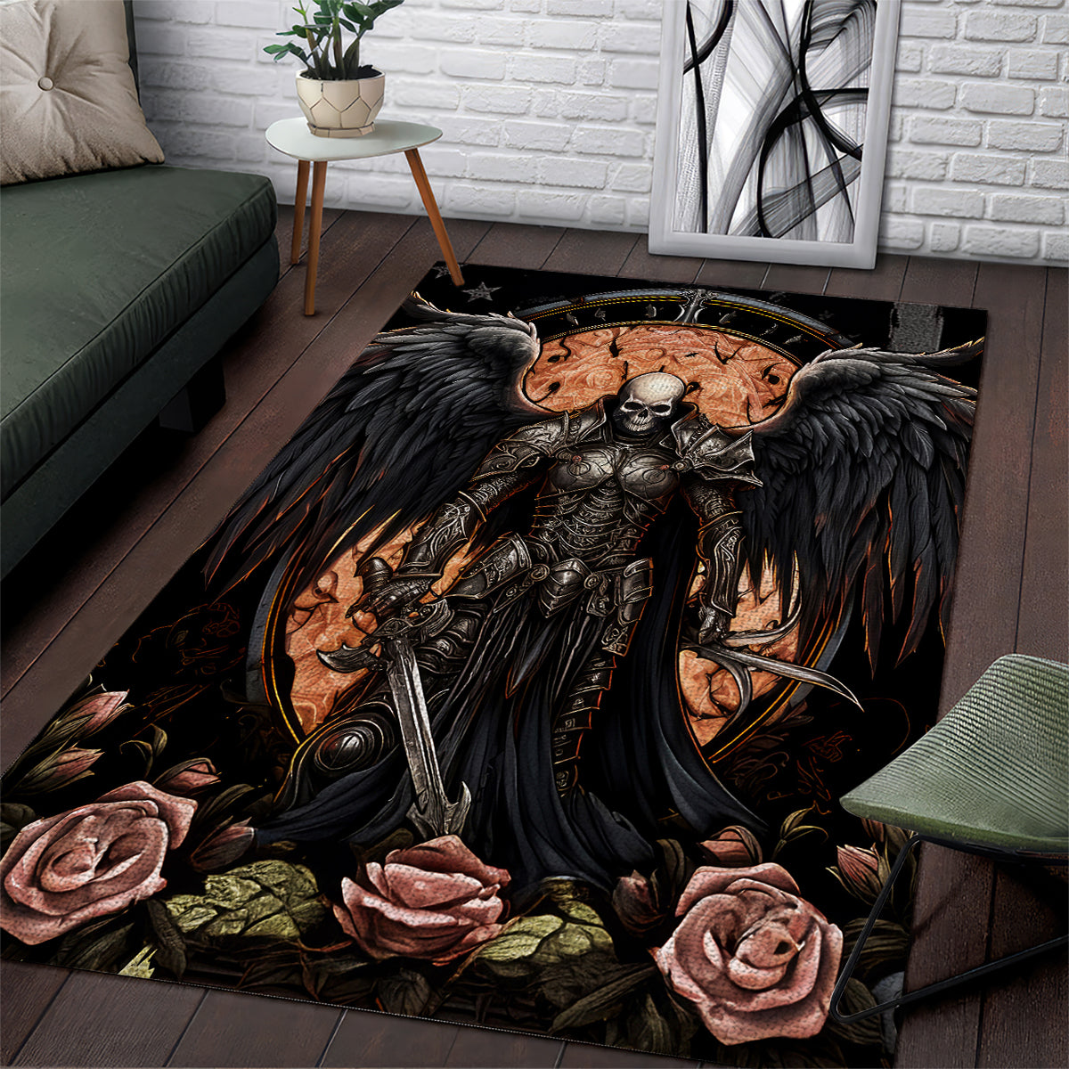 Warrior Skull Area Rug Warriors Are The One Who Always Fight - Wonder Print Shop