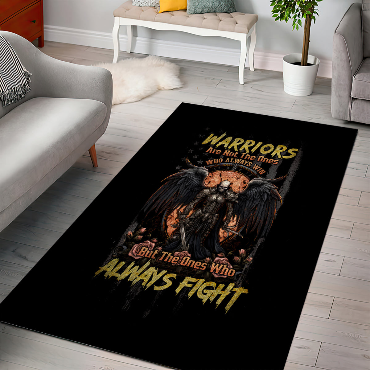Warrior Skull Area Rug Warriors Are The One Who Always Fight - Wonder Print Shop