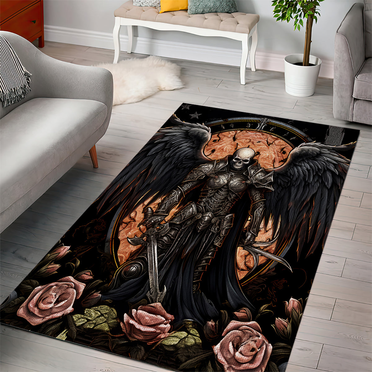 Warrior Skull Area Rug Warriors Are The One Who Always Fight - Wonder Print Shop