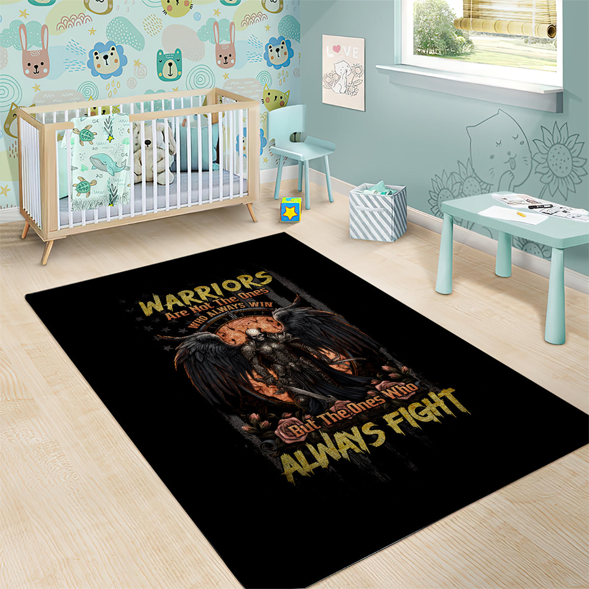 Warrior Skull Area Rug Warriors Are The One Who Always Fight - Wonder Print Shop