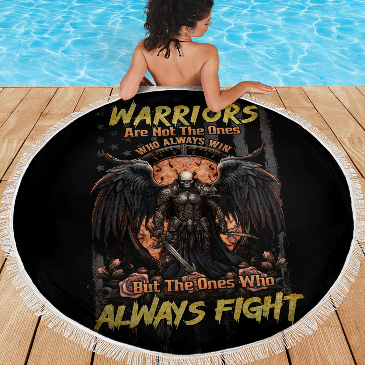 Warrior Skull Beach Blanket Warriors Are The One Who Always Fight - Wonder Print Shop