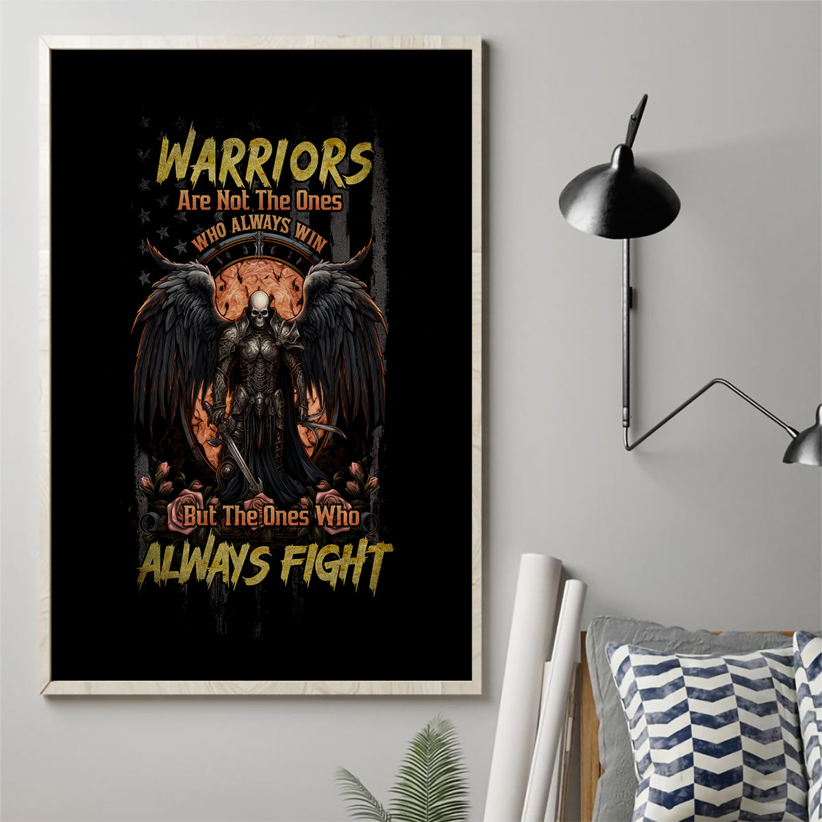 Warrior Skull Canvas Wall Art Warriors Are The One Who Always Fight - Wonder Print Shop