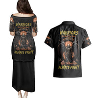 Warrior Skull Couples Matching Puletasi Dress and Hawaiian Shirt Warriors Are The One Who Always Fight - Wonder Print Shop
