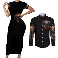 Warrior Skull Couples Matching Short Sleeve Bodycon Dress and Long Sleeve Button Shirts Warriors Are The One Who Always Fight - Wonder Print Shop