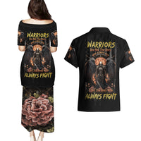 Warrior Skull Couples Matching Puletasi and Hawaiian Shirt Warriors Are The One Who Always Fight - Wonder Print Shop