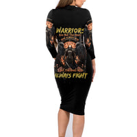 Warrior Skull Family Matching Long Sleeve Bodycon Dress and Hawaiian Shirt Warriors Are The One Who Always Fight - Wonder Print Shop