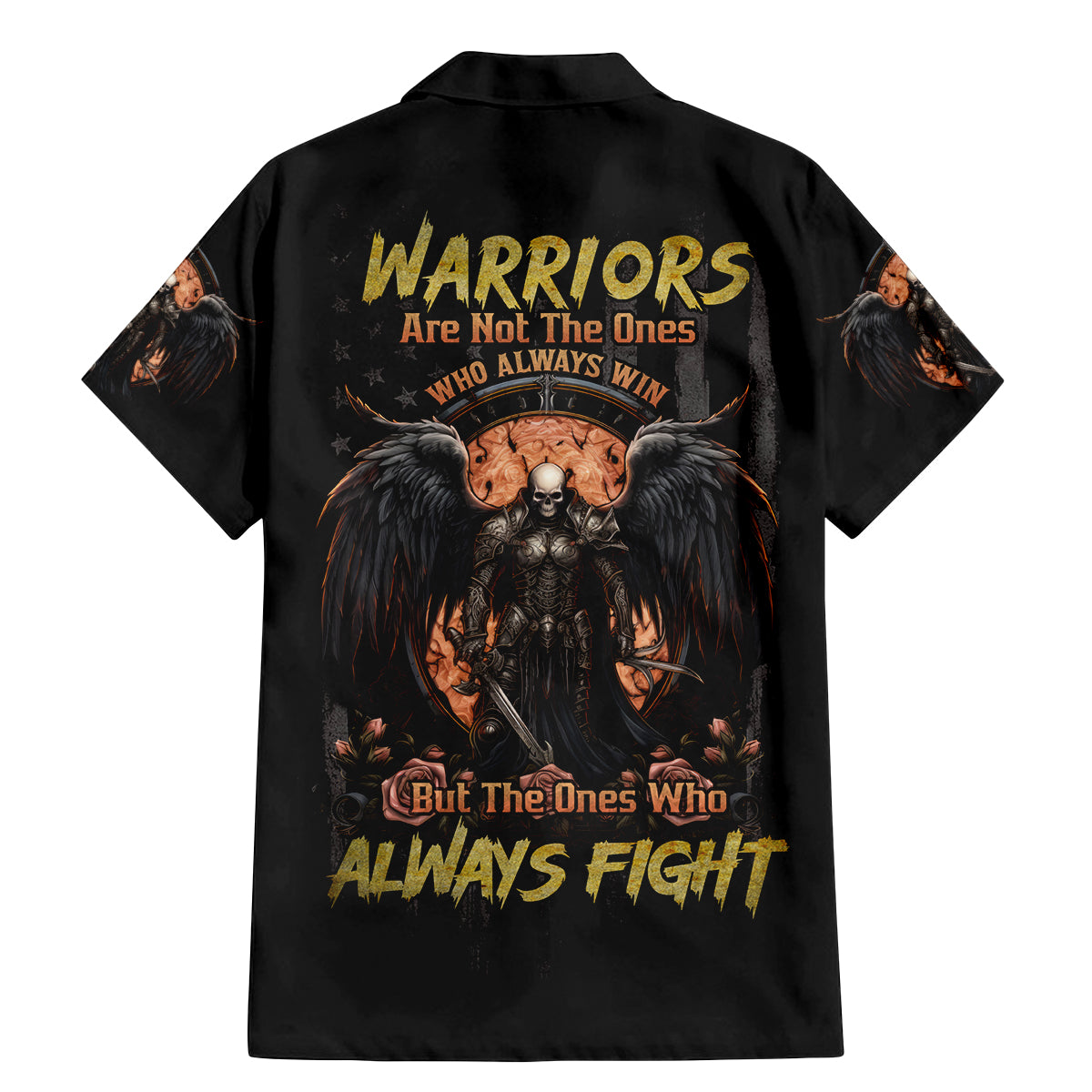 Warrior Skull Family Matching Mermaid Dress and Hawaiian Shirt Warriors Are The One Who Always Fight - Wonder Print Shop