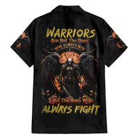 Warrior Skull Family Matching Off Shoulder Long Sleeve Dress and Hawaiian Shirt Warriors Are The One Who Always Fight - Wonder Print Shop