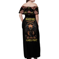 Warrior Skull Family Matching Off Shoulder Maxi Dress and Hawaiian Shirt Warriors Are The One Who Always Fight - Wonder Print Shop