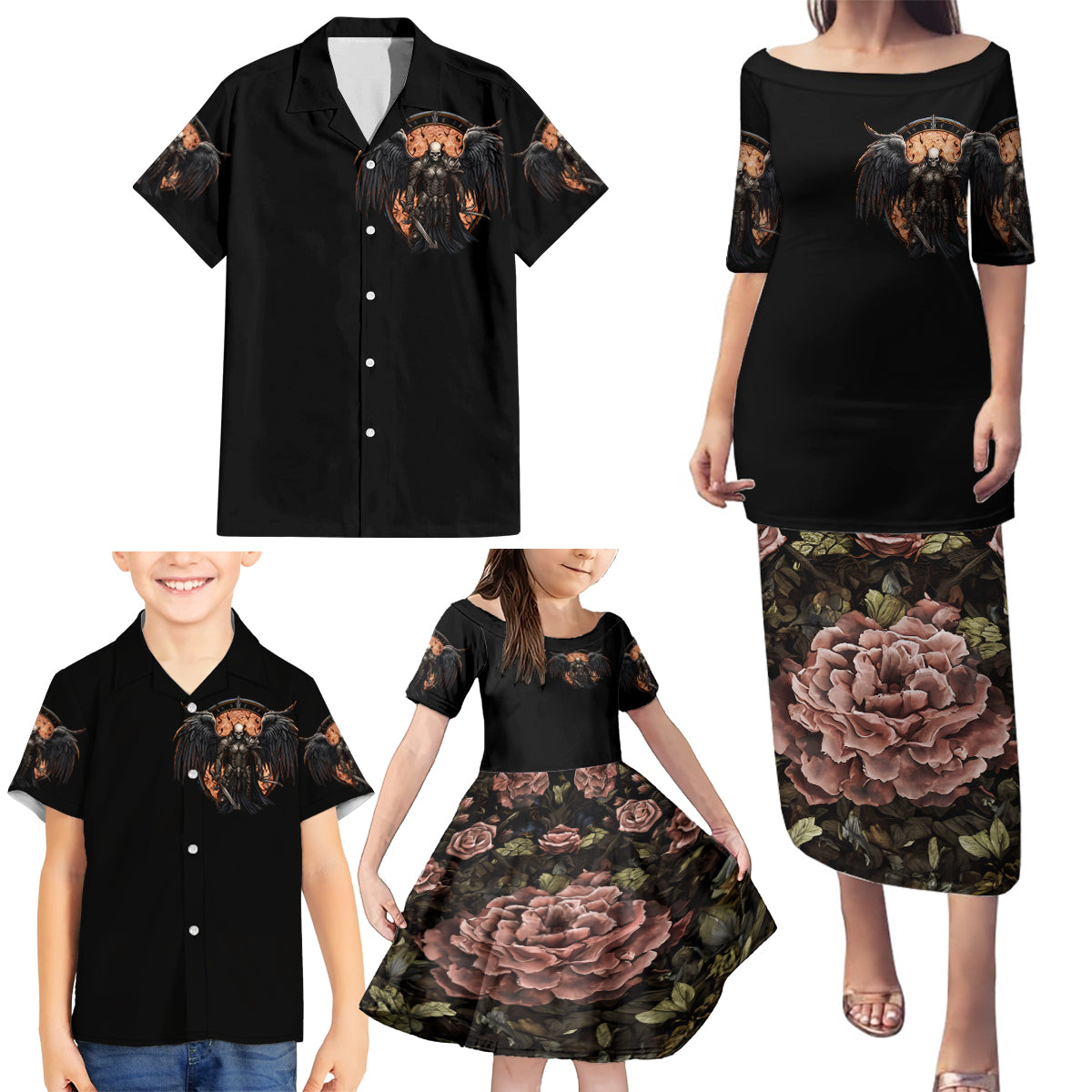 Warrior Skull Family Matching Puletasi and Hawaiian Shirt Warriors Are The One Who Always Fight - Wonder Print Shop
