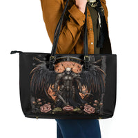 Warrior Skull Leather Tote Bag Warriors Are The One Who Always Fight - Wonder Print Shop