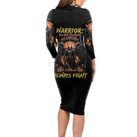 Warrior Skull Long Sleeve Bodycon Dress Warriors Are The One Who Always Fight - Wonder Print Shop