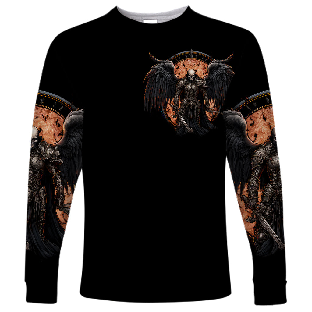 Warrior Skull Long Sleeve Shirt Warriors Are The One Who Always Fight - Wonder Print Shop