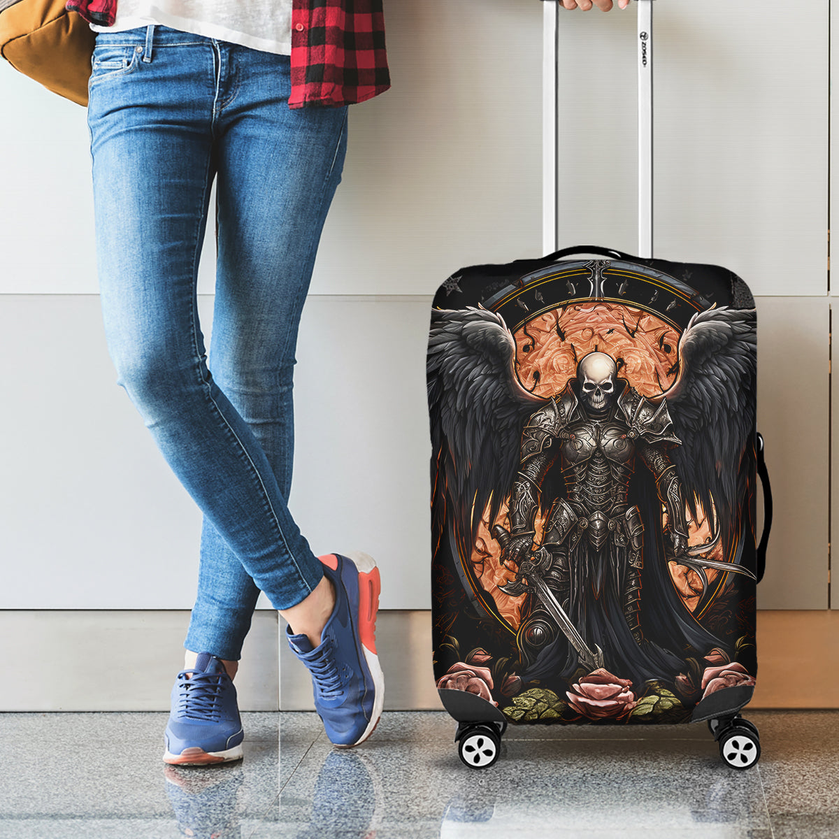 Warrior Skull Luggage Cover Warriors Are The One Who Always Fight - Wonder Print Shop