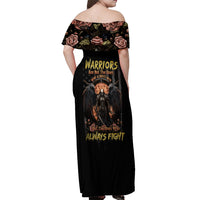 Warrior Skull Off Shoulder Maxi Dress Warriors Are The One Who Always Fight - Wonder Print Shop