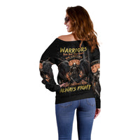 Warrior Skull Off Shoulder Sweater Warriors Are The One Who Always Fight - Wonder Print Shop