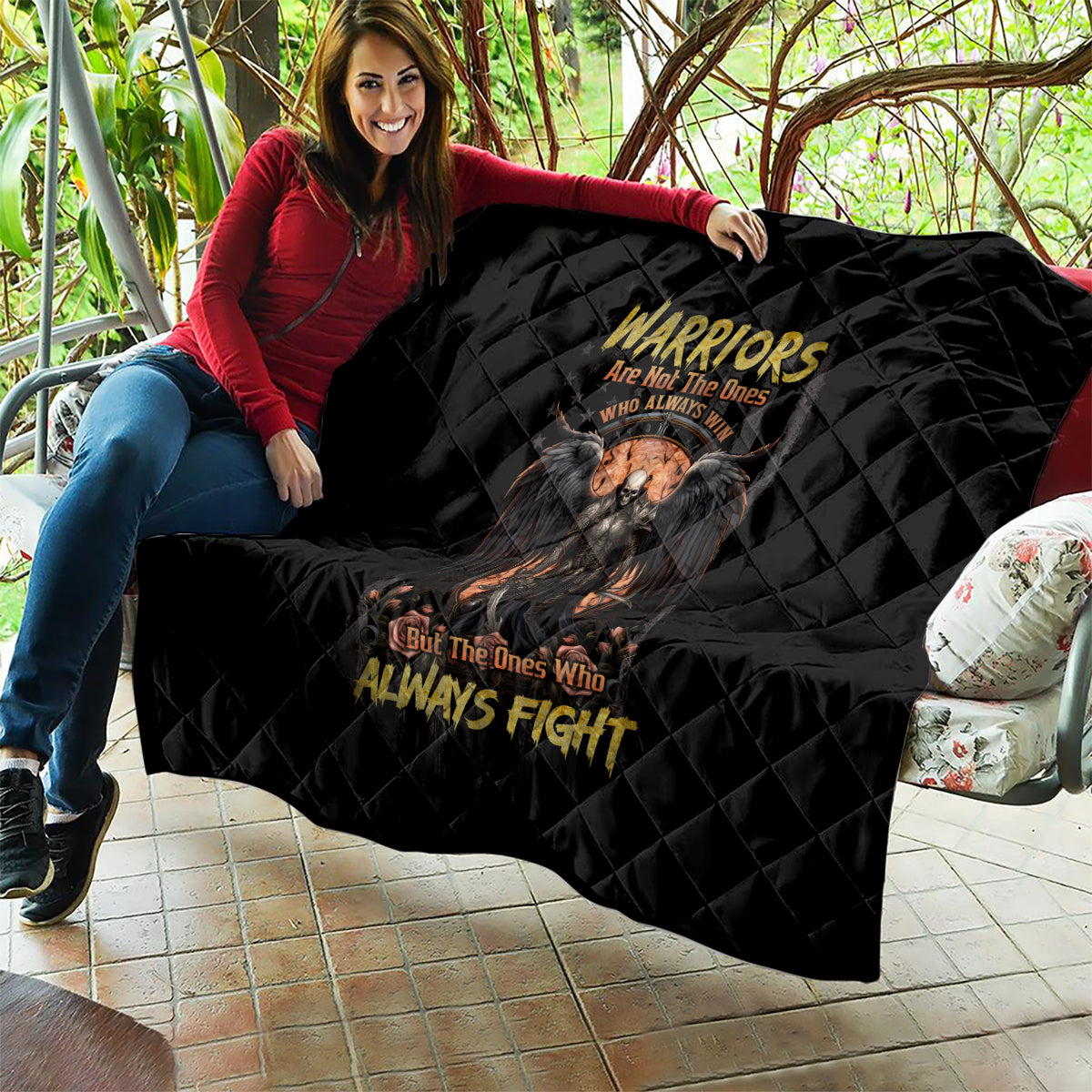 Warrior Skull Quilt Warriors Are The One Who Always Fight - Wonder Print Shop