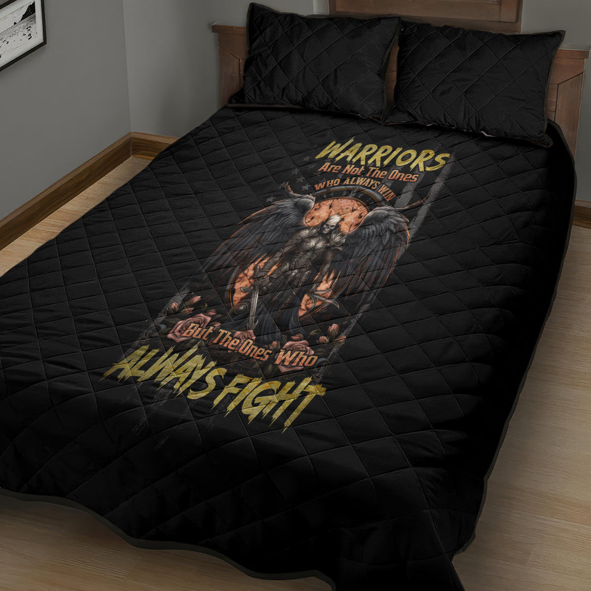 Warrior Skull Quilt Bed Set Warriors Are The One Who Always Fight - Wonder Print Shop