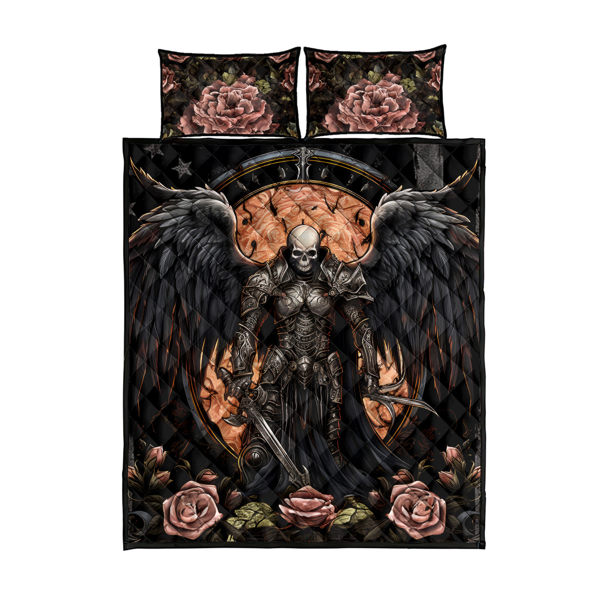 Warrior Skull Quilt Bed Set Warriors Are The One Who Always Fight - Wonder Print Shop