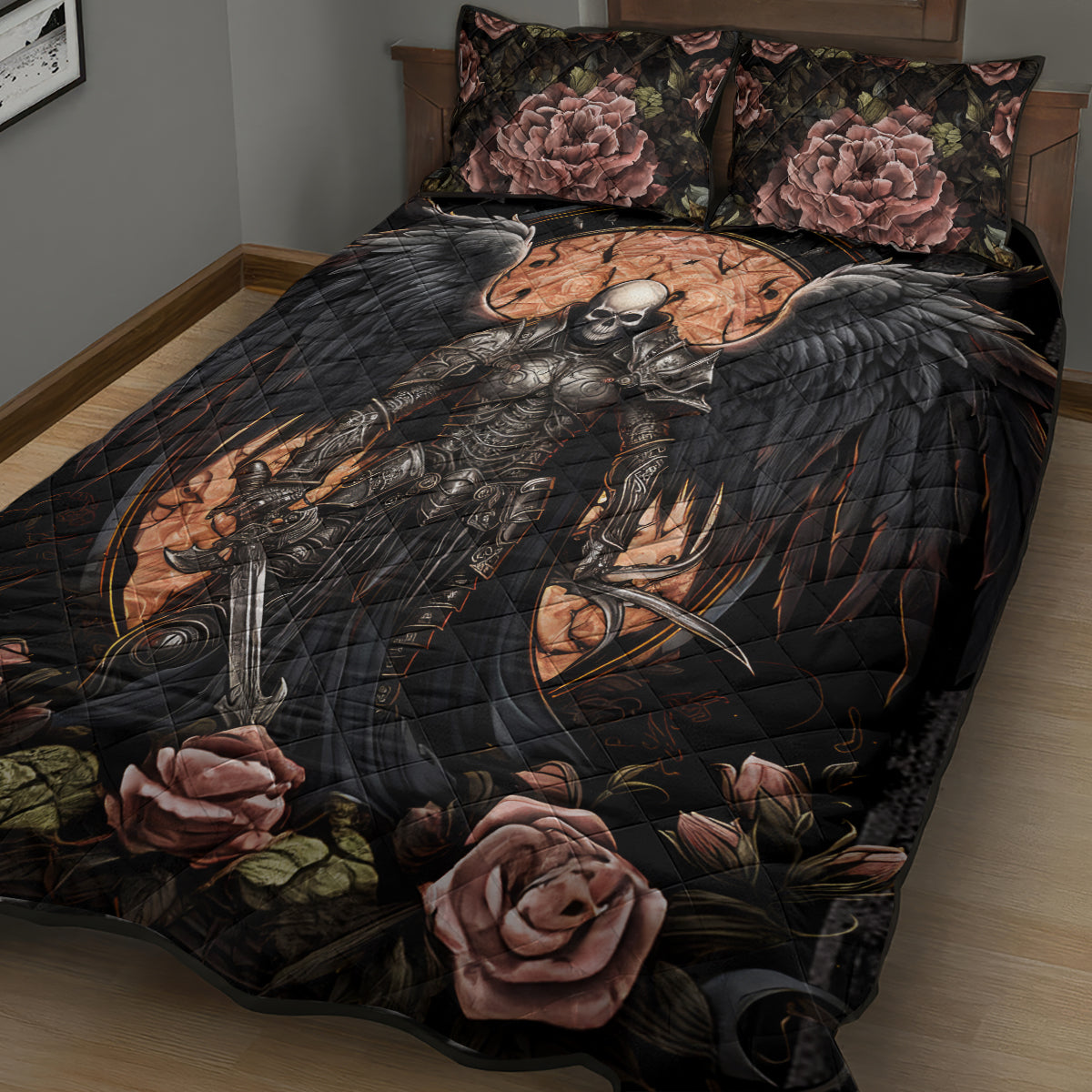 Warrior Skull Quilt Bed Set Warriors Are The One Who Always Fight - Wonder Print Shop