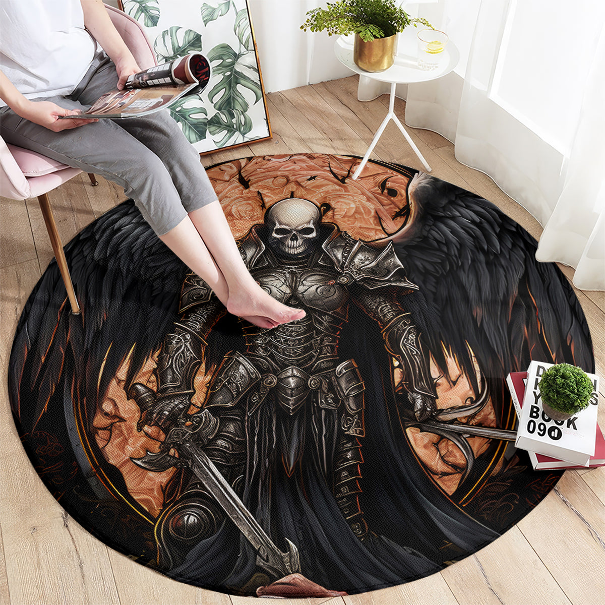 Warrior Skull Round Carpet Warriors Are The One Who Always Fight