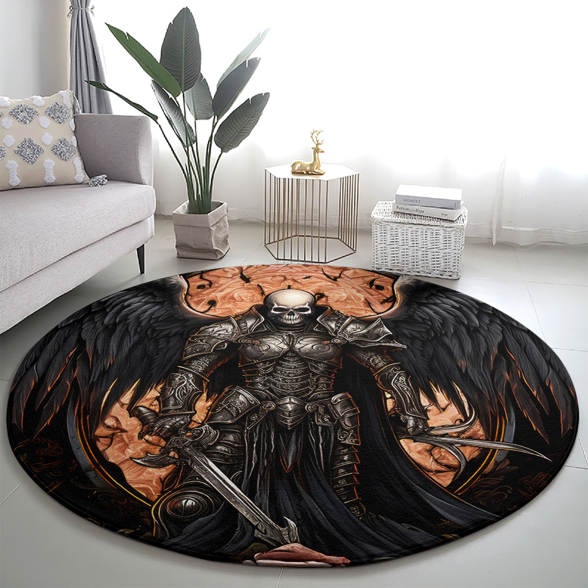 Warrior Skull Round Carpet Warriors Are The One Who Always Fight