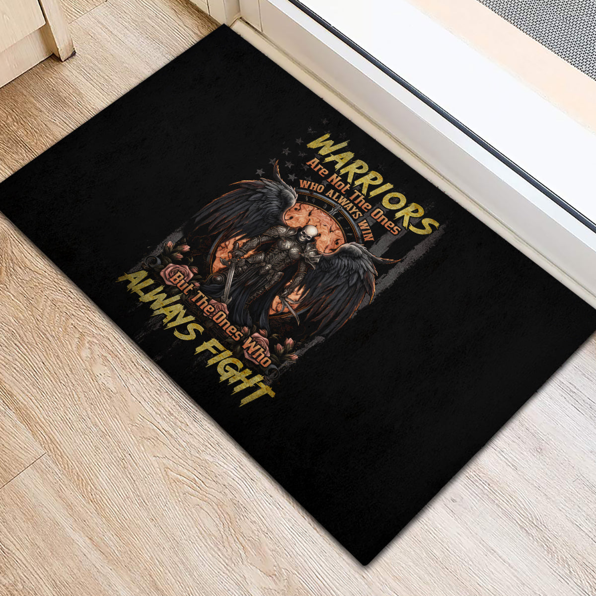 Warrior Skull Rubber Doormat Warriors Are The One Who Always Fight - Wonder Print Shop