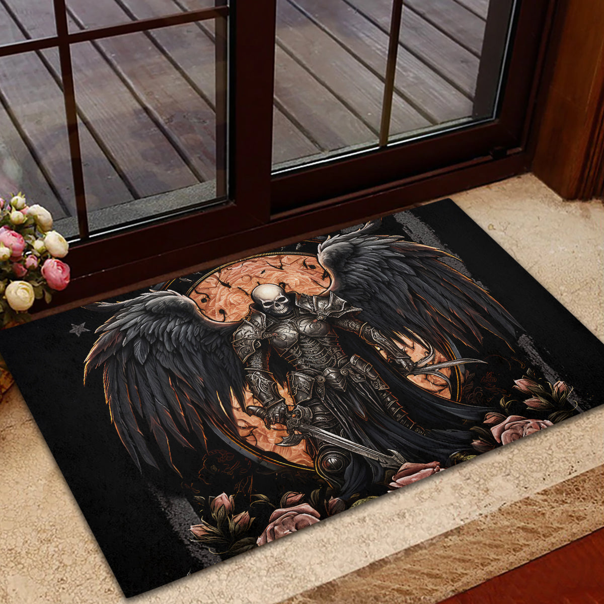 Warrior Skull Rubber Doormat Warriors Are The One Who Always Fight - Wonder Print Shop