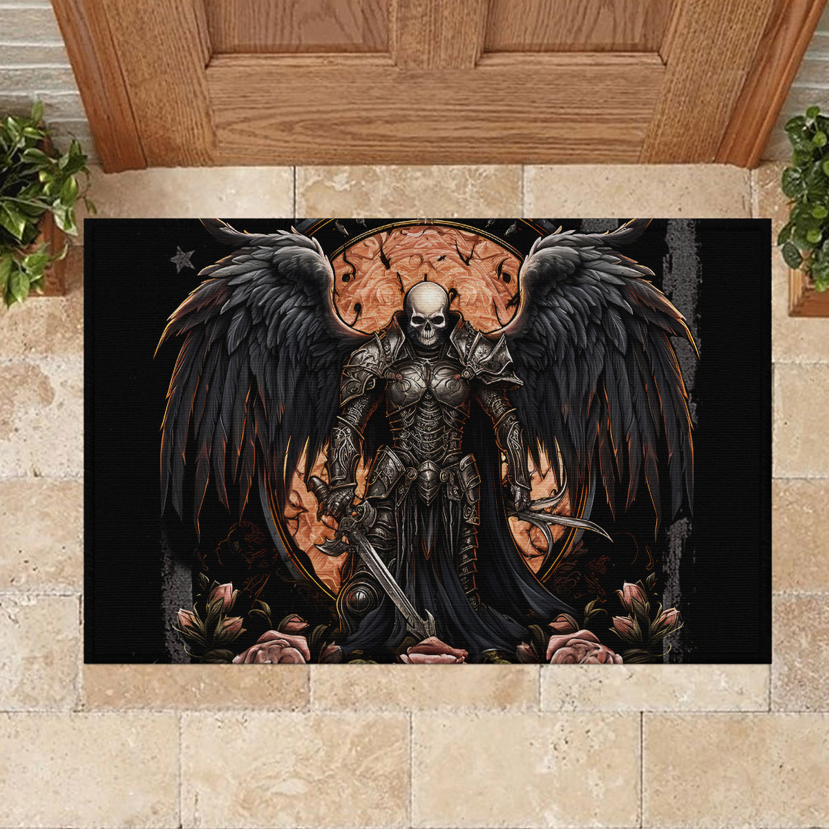 Warrior Skull Rubber Doormat Warriors Are The One Who Always Fight - Wonder Print Shop