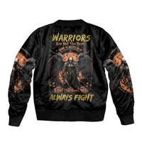 Warrior Skull Sleeve Zip Bomber Jacket Warriors Are The One Who Always Fight - Wonder Print Shop