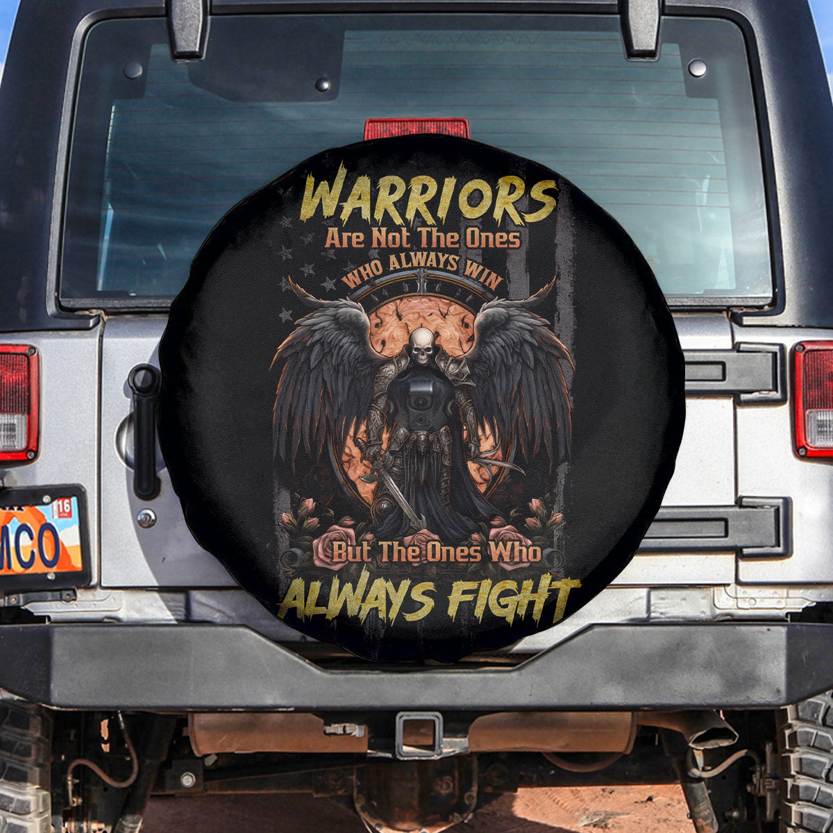 Warrior Skull Spare Tire Cover Warriors Are The One Who Always Fight - Wonder Print Shop