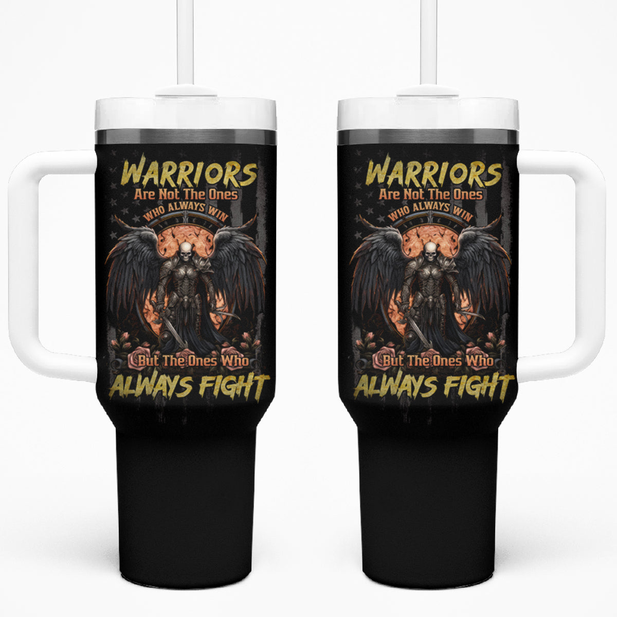 Warrior Skull Tumbler With Handle Warriors Are The One Who Always Fight - Wonder Print Shop
