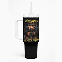 Warrior Skull Tumbler With Handle Warriors Are The One Who Always Fight - Wonder Print Shop
