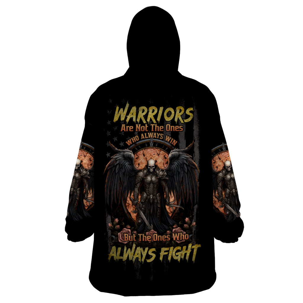 Warrior Skull Wearable Blanket Hoodie Warriors Are The One Who Always Fight - Wonder Print Shop