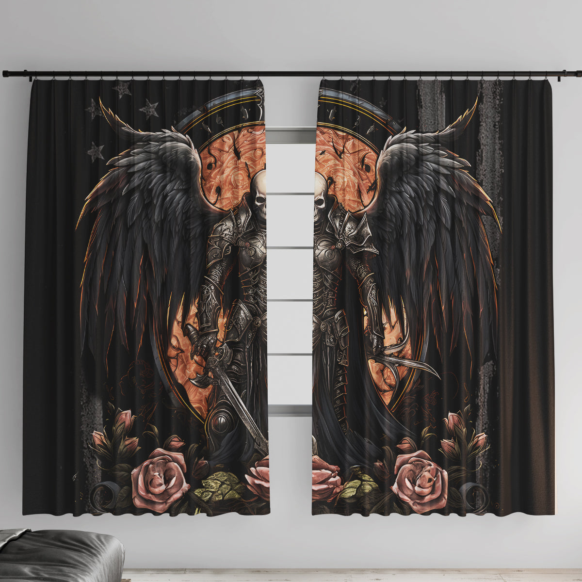 Warrior Skull Window Curtain Warriors Are The One Who Always Fight - Wonder Print Shop