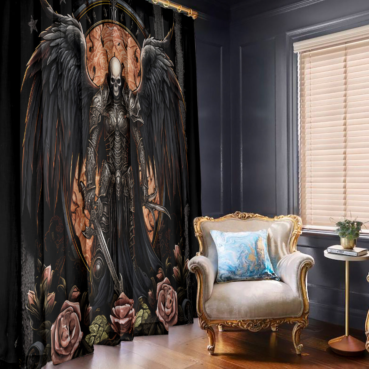 Warrior Skull Window Curtain Warriors Are The One Who Always Fight - Wonder Print Shop