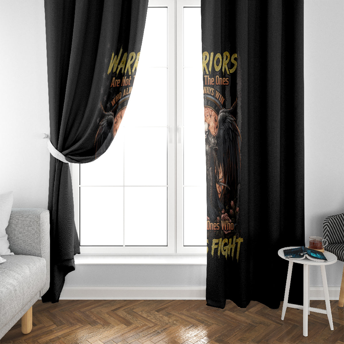 Warrior Skull Window Curtain Warriors Are The One Who Always Fight - Wonder Print Shop